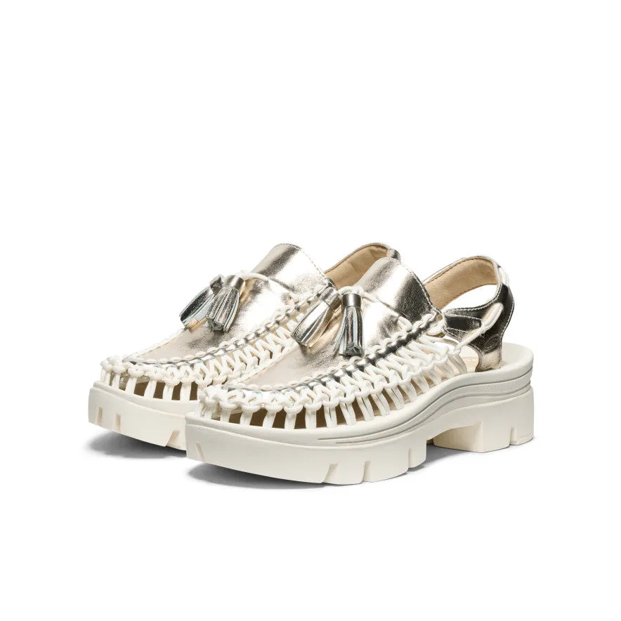 All Gender UNEEK PLT Tassel Sneaker  |  Champagne Gold/Star White KEEN