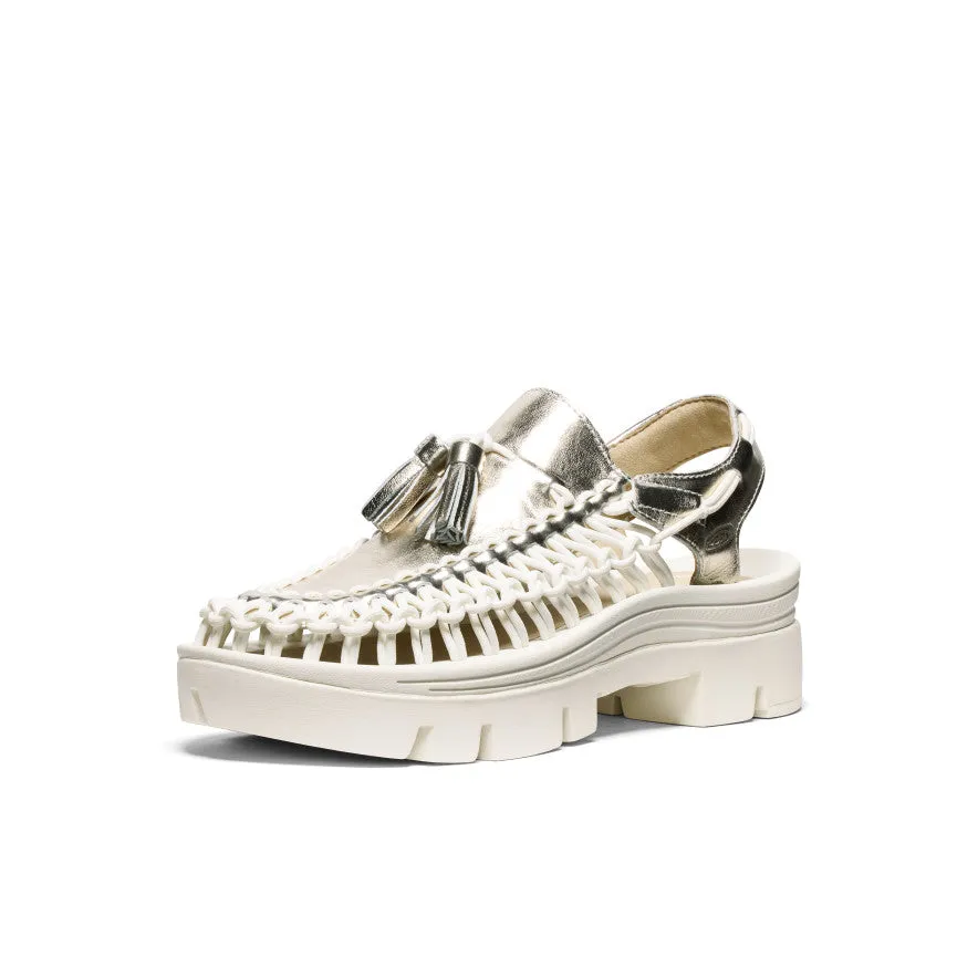 All Gender UNEEK PLT Tassel Sneaker  |  Champagne Gold/Star White KEEN