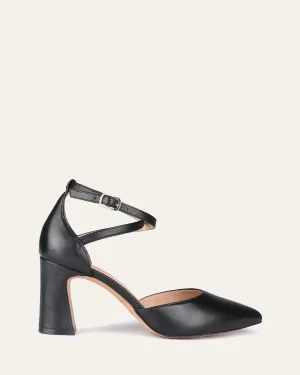 ALMA MID HEELS BLACK LEATHER Jo Mercer