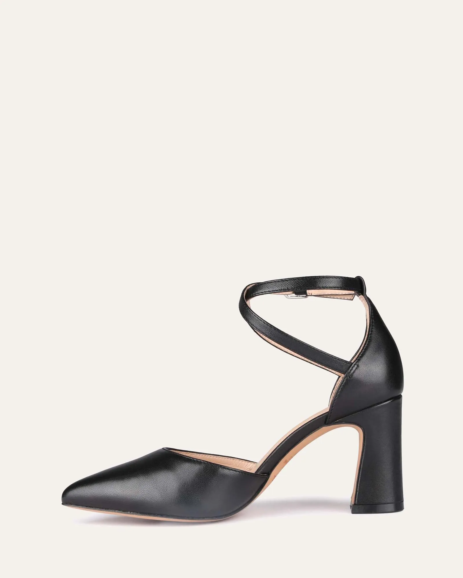 ALMA MID HEELS BLACK LEATHER Jo Mercer