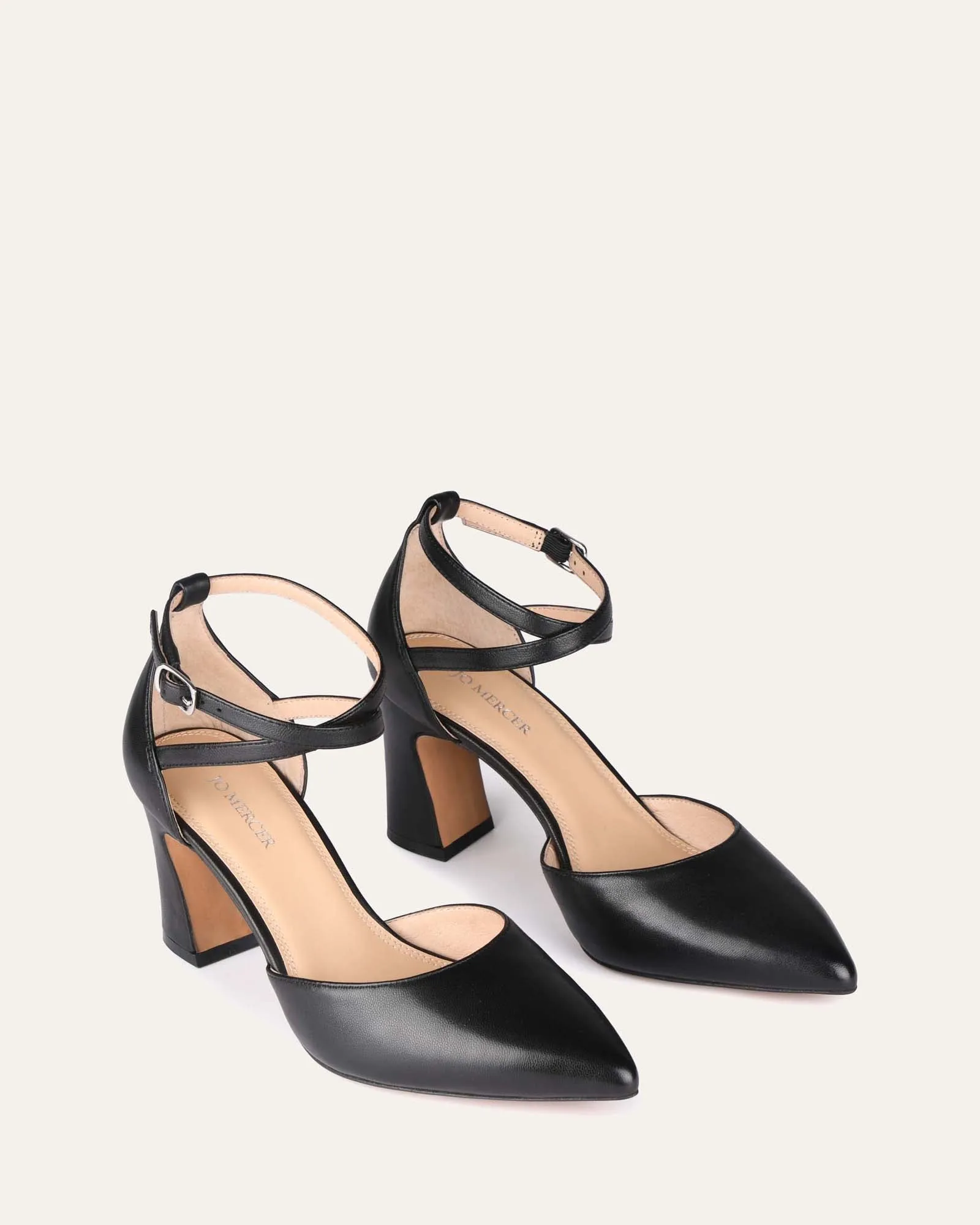 ALMA MID HEELS BLACK LEATHER Jo Mercer