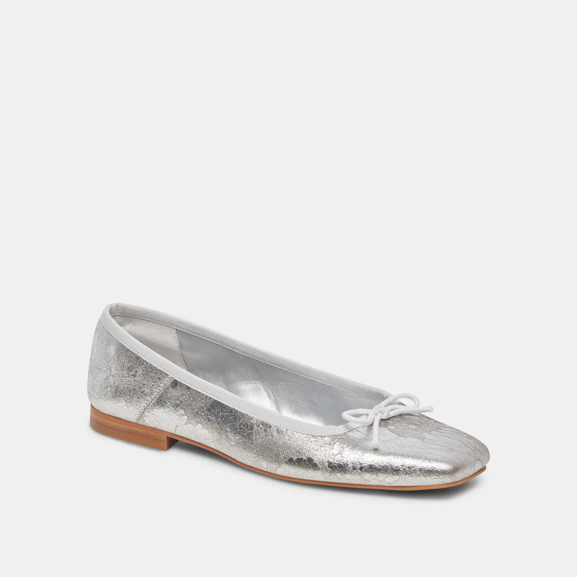 ANISA WIDE BALLET FLATS SILVER DISTRESSED LEATHER Dolce Vita