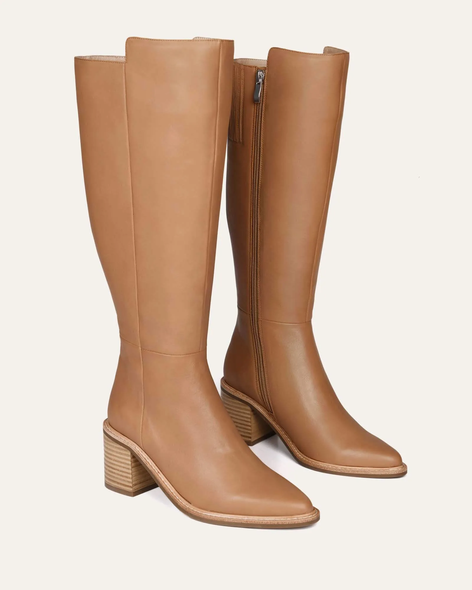 ANISSA KNEE BOOTS BEIGE LEATHER Jo Mercer