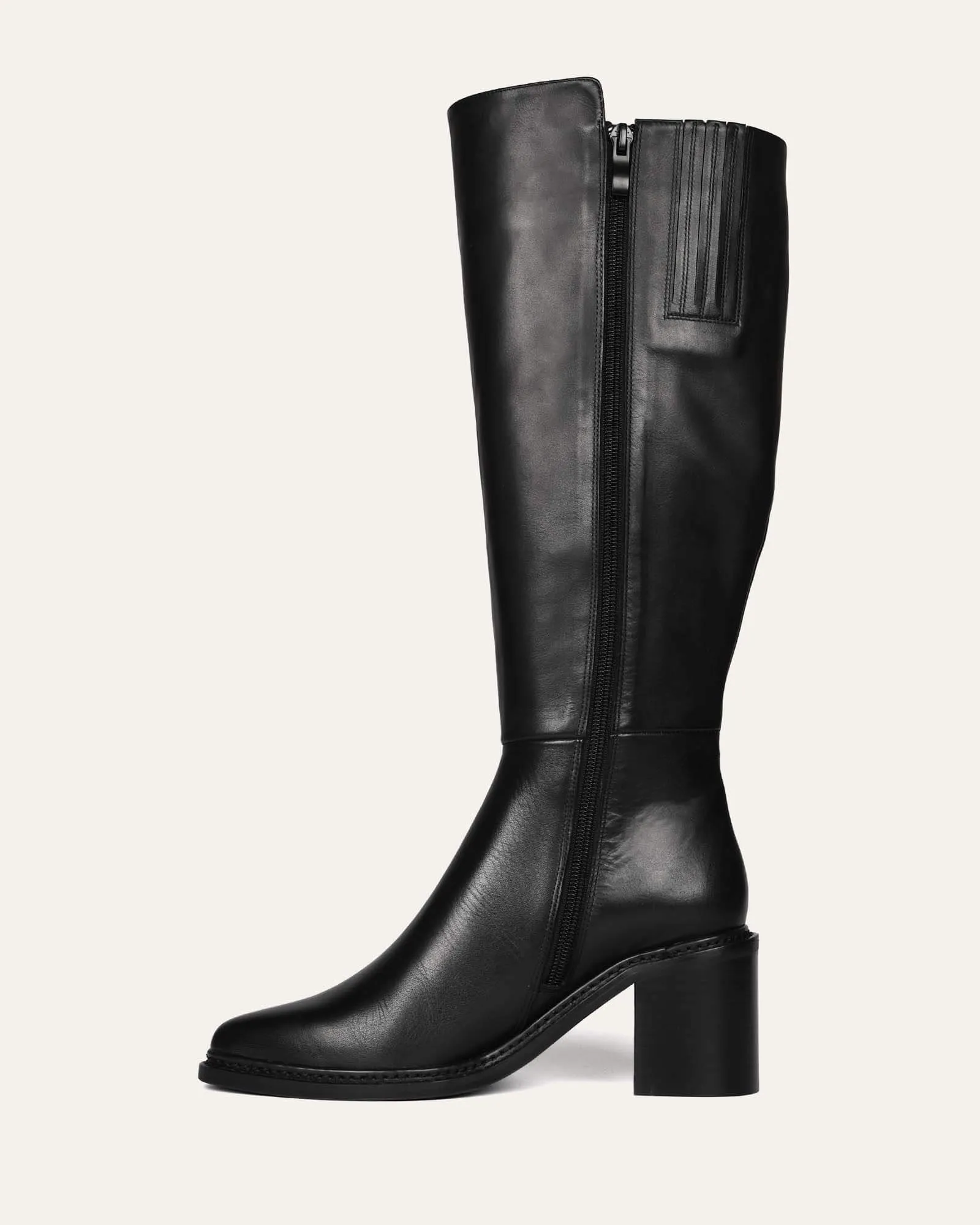 ANISSA KNEE BOOTS BLACK LEATHER Jo Mercer