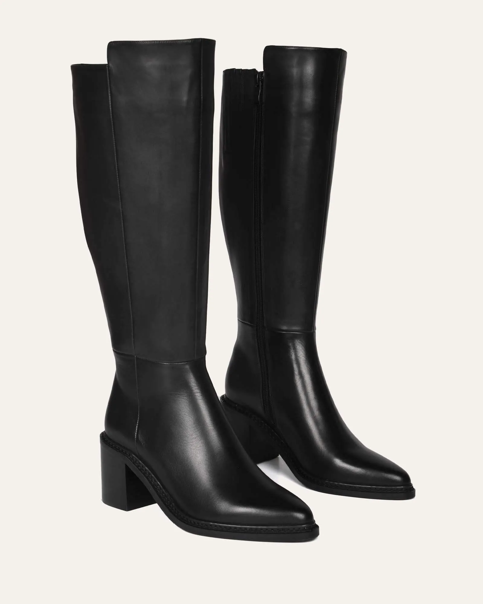 ANISSA KNEE BOOTS BLACK LEATHER Jo Mercer