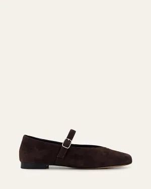 APRIL CASUAL FLATS BITTER CHOC SUEDE Jo Mercer