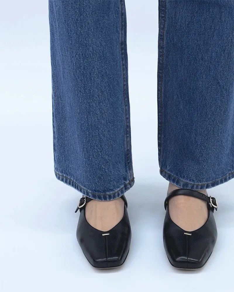 APRIL CASUAL FLATS BLACK LEATHER Jo Mercer