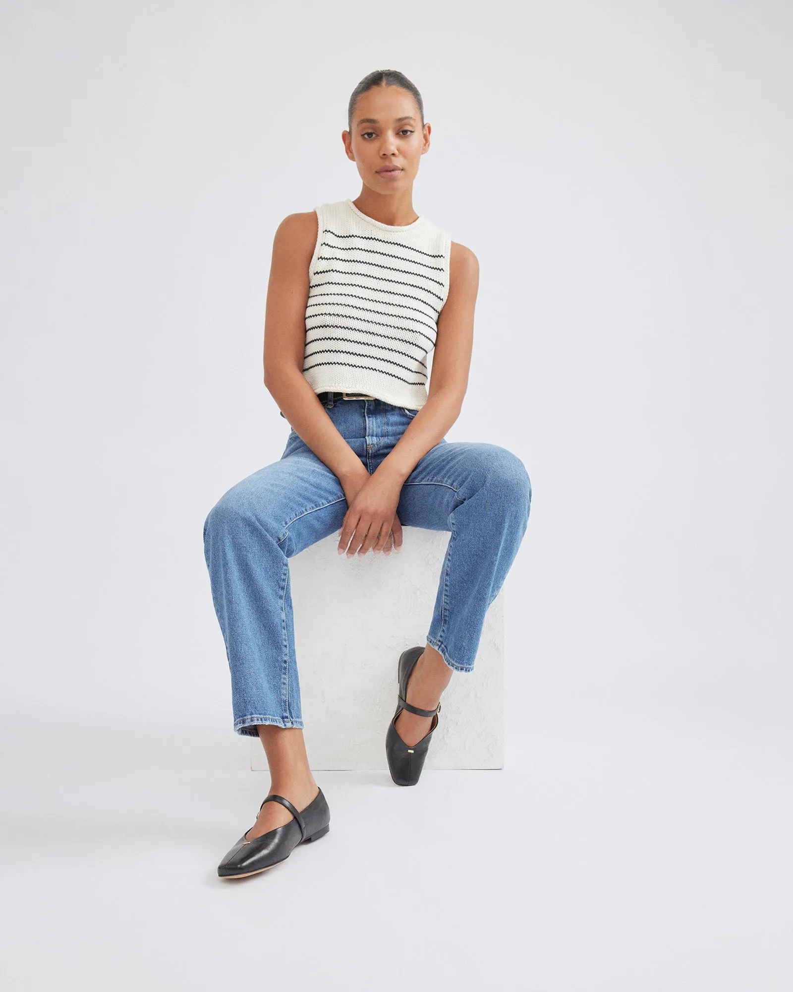 APRIL CASUAL FLATS BLACK LEATHER Jo Mercer