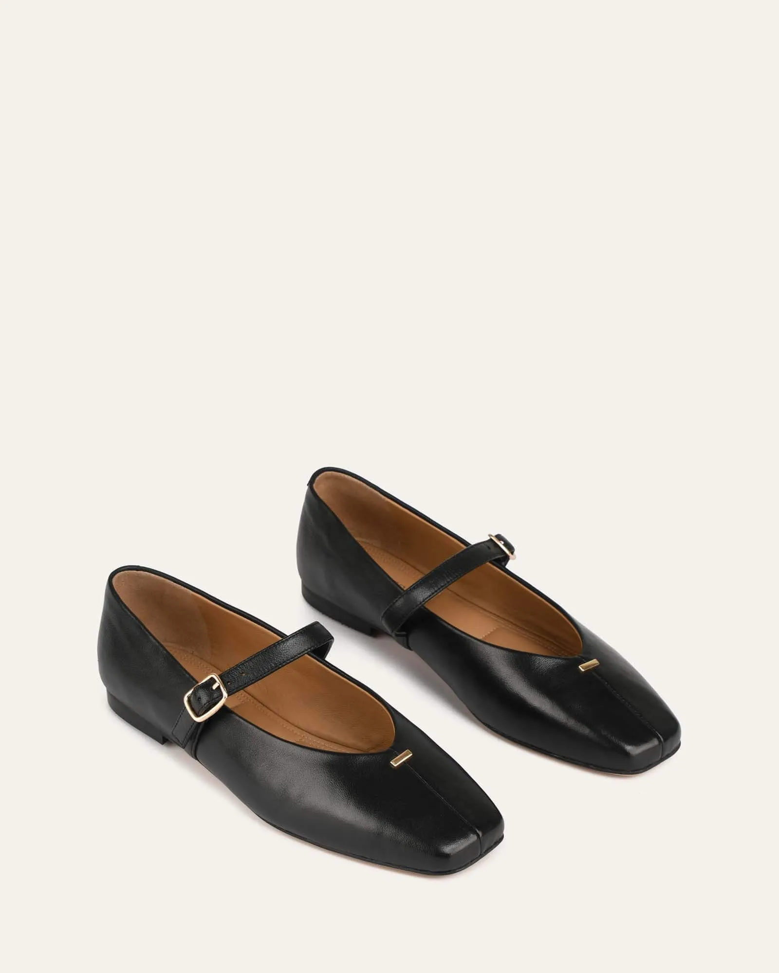 APRIL CASUAL FLATS BLACK LEATHER Jo Mercer