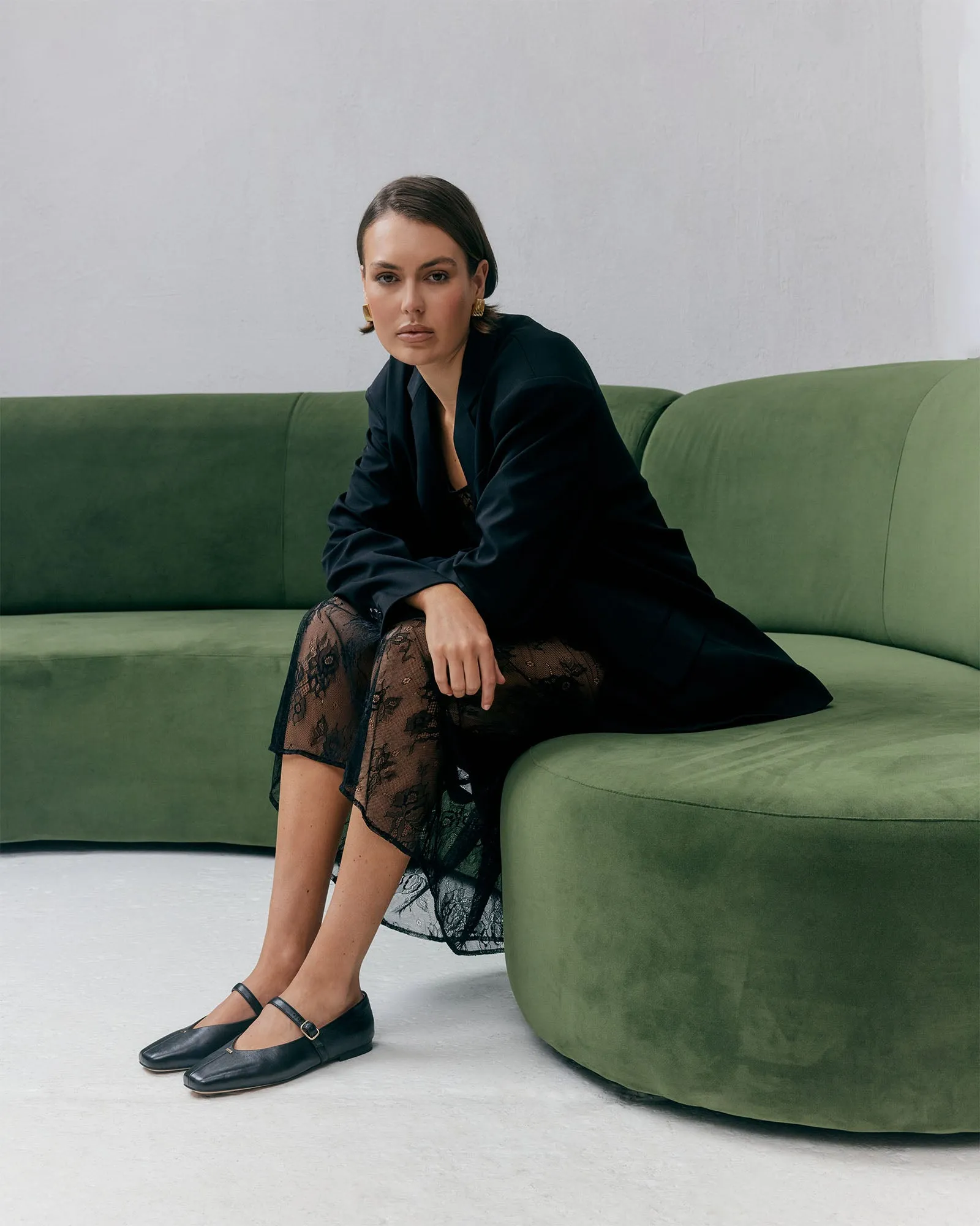 APRIL CASUAL FLATS BLACK LEATHER Jo Mercer