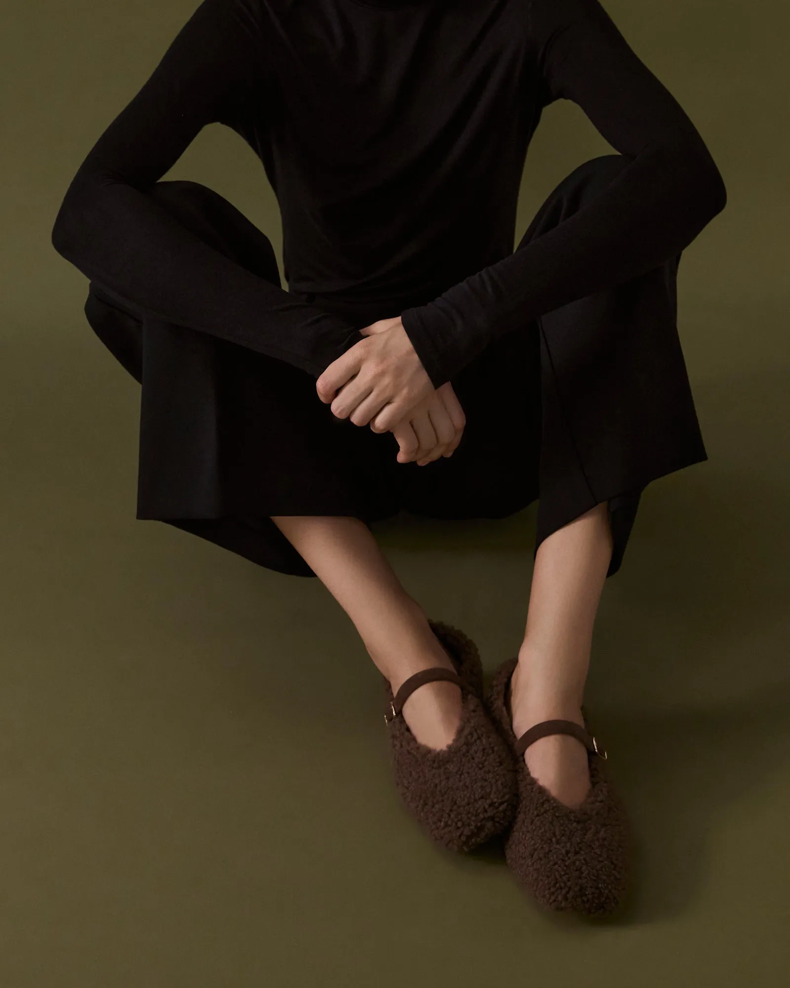 APRIL CASUAL FLATS TAUPE SHEARLING Jo Mercer