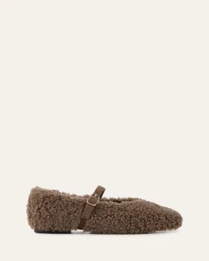APRIL CASUAL FLATS TAUPE SHEARLING Jo Mercer