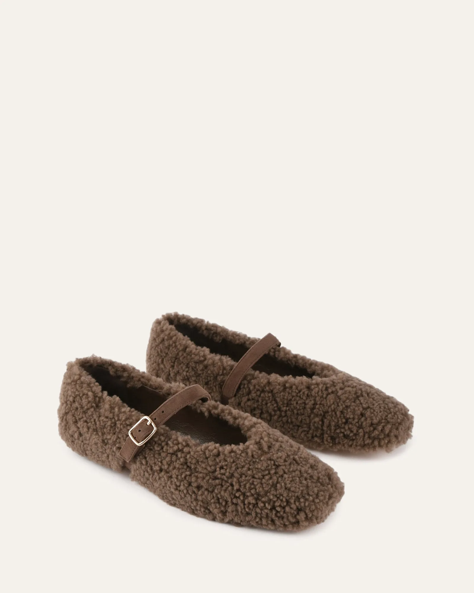 APRIL CASUAL FLATS TAUPE SHEARLING Jo Mercer