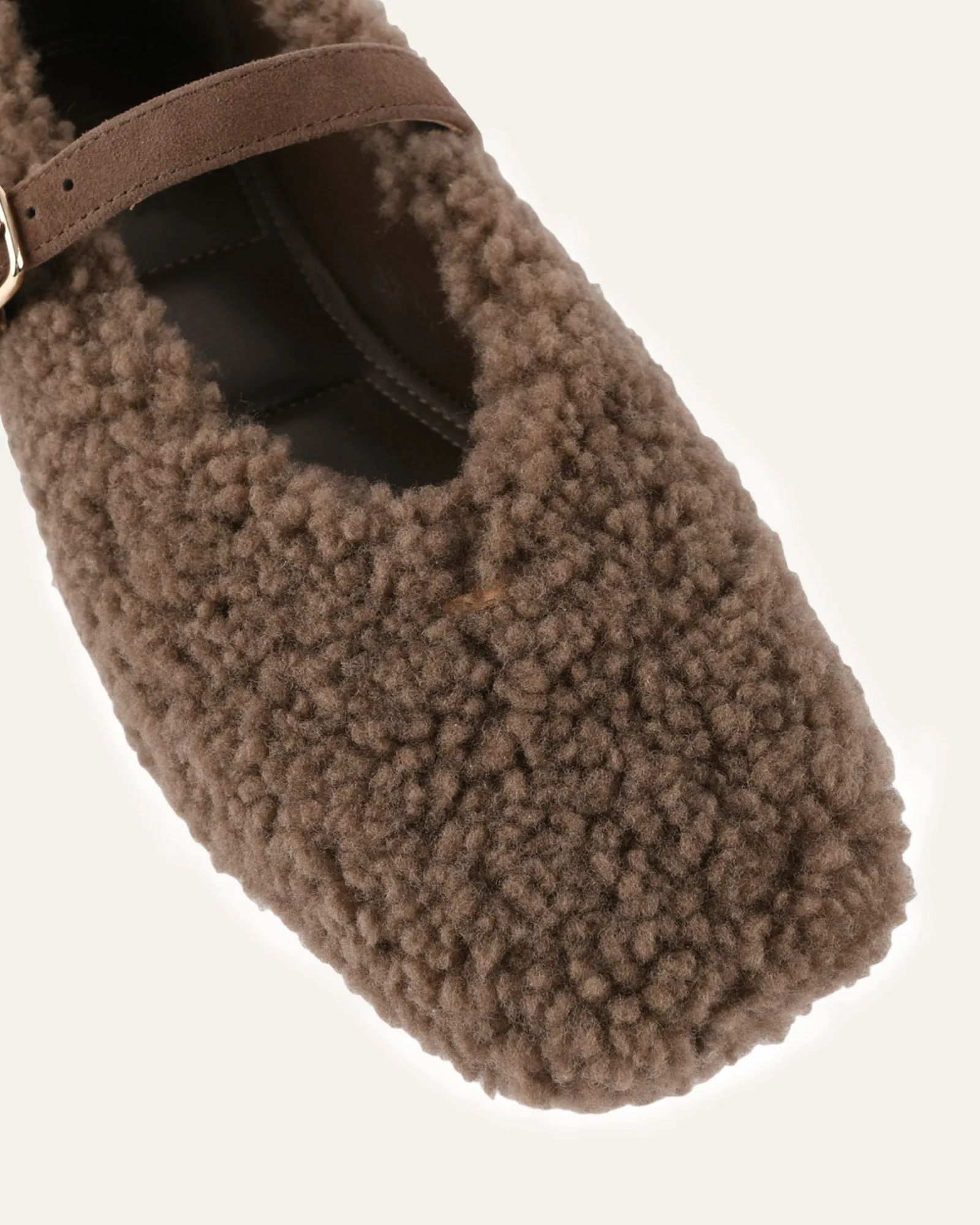APRIL CASUAL FLATS TAUPE SHEARLING Jo Mercer