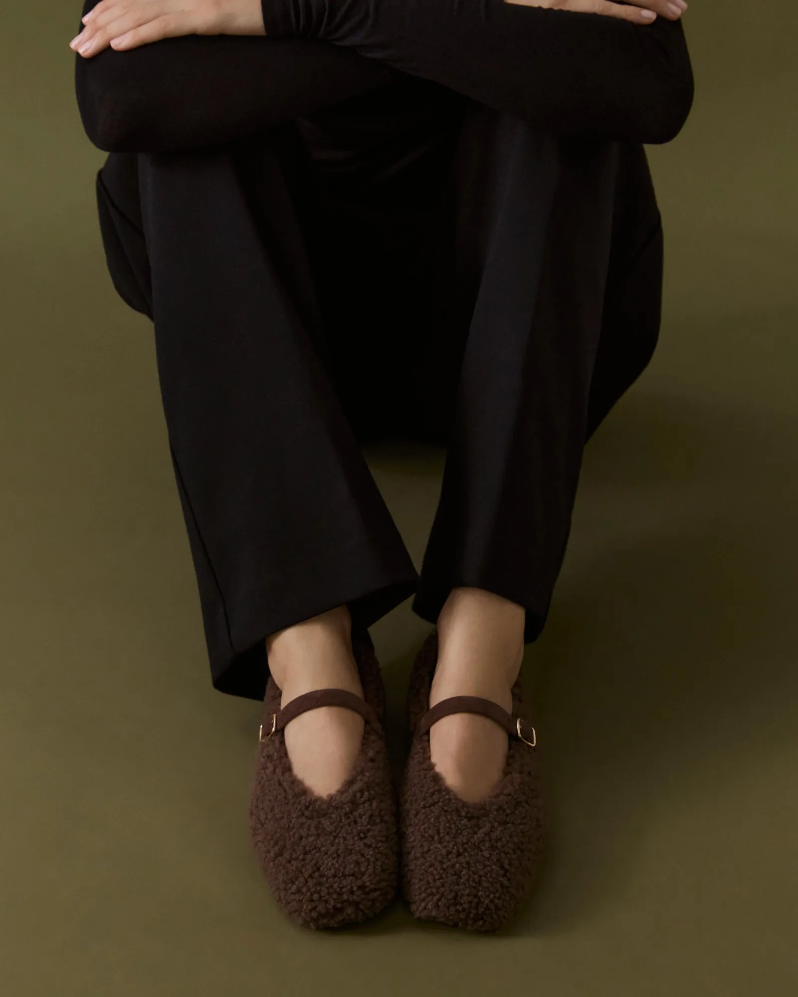 APRIL CASUAL FLATS TAUPE SHEARLING Jo Mercer