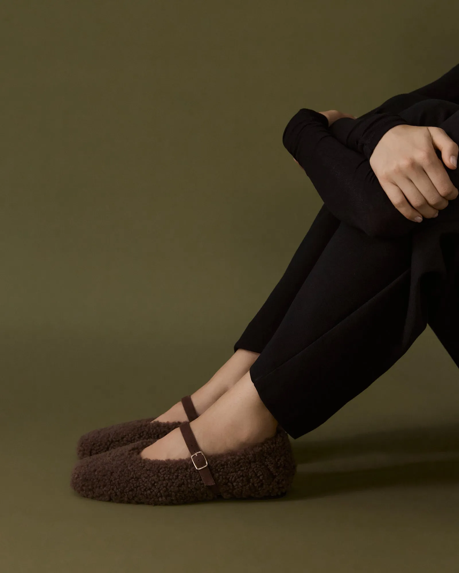 APRIL CASUAL FLATS TAUPE SHEARLING Jo Mercer