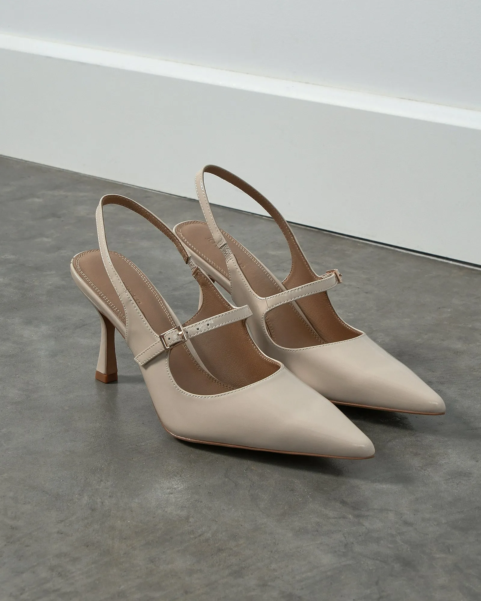ARCHER HIGH HEELS SAND PATENT Jo Mercer