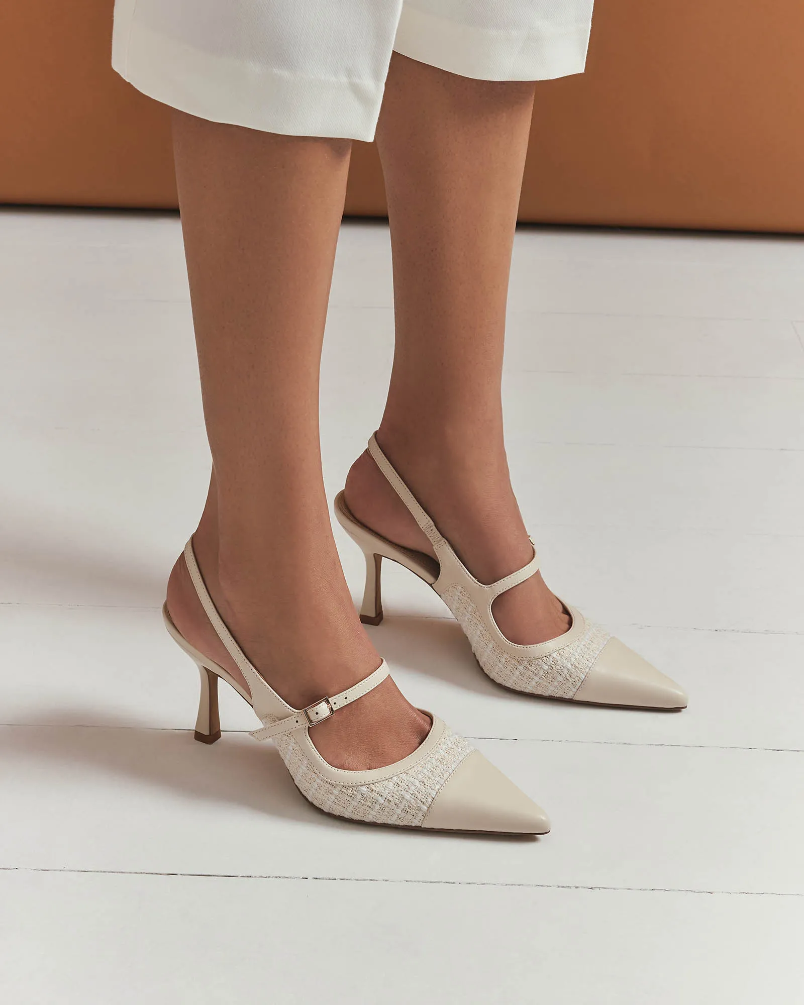 ASCOT HIGH HEELS OFF WHITE TWEED Jo Mercer