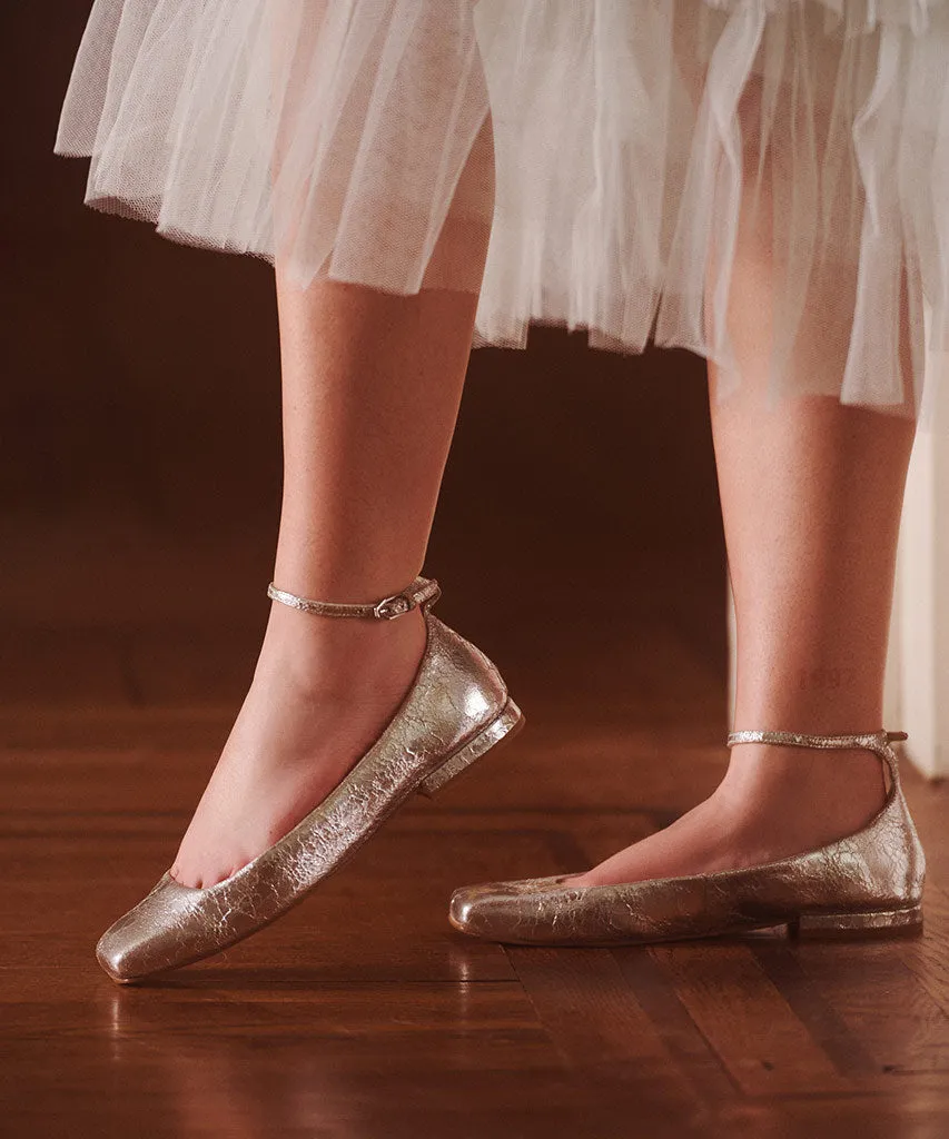 ASHYA BALLET FLATS SILVER DISTRESSED LEATHER Dolce Vita