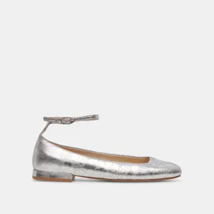 ASHYA BALLET FLATS SILVER DISTRESSED LEATHER Dolce Vita
