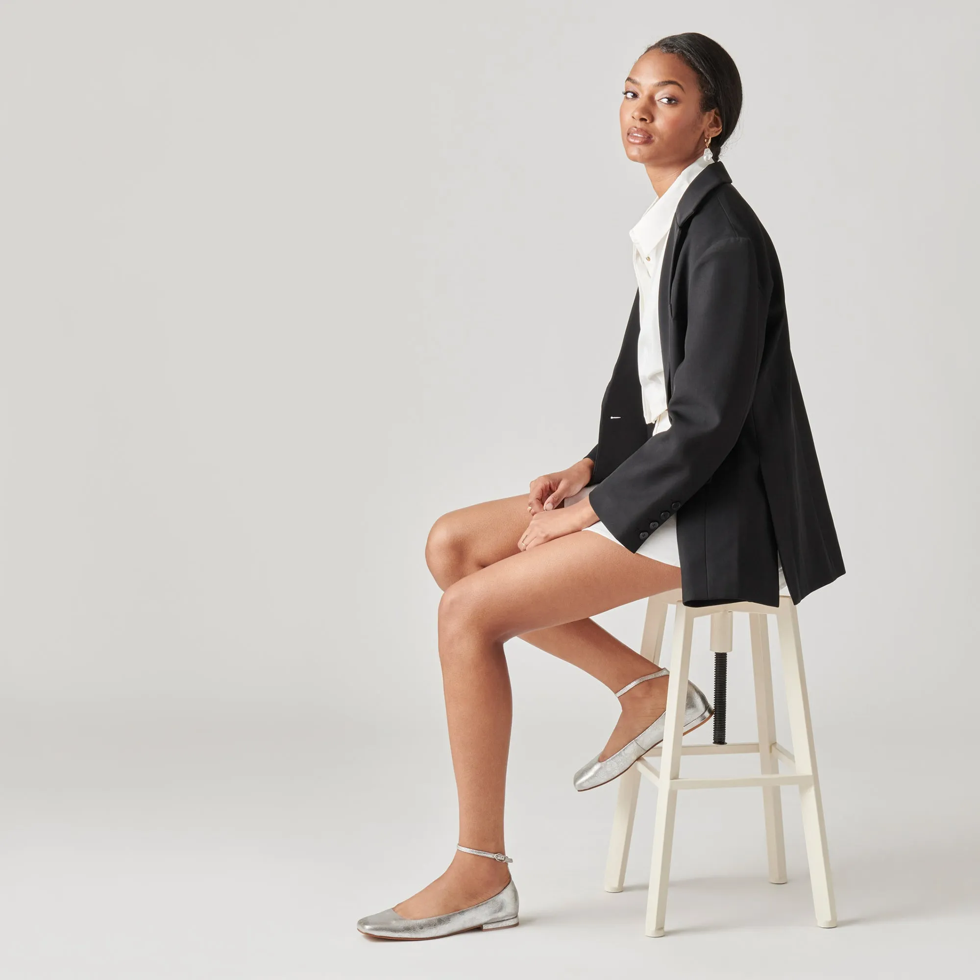 ASHYA BALLET FLATS SILVER DISTRESSED LEATHER Dolce Vita
