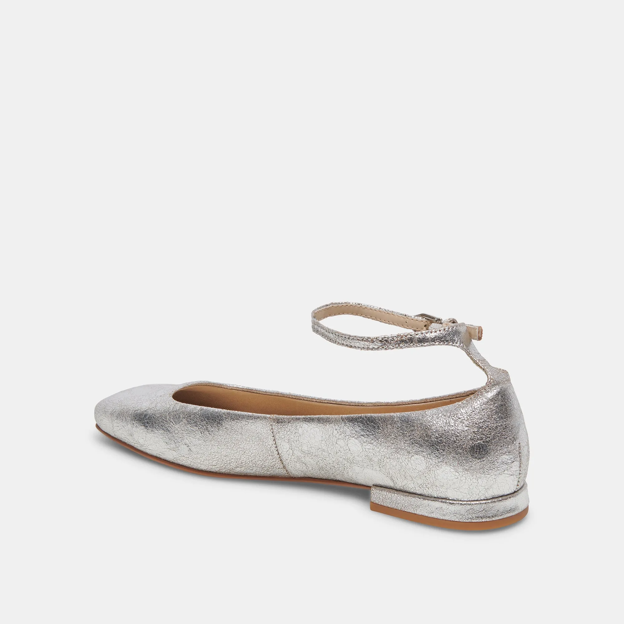 ASHYA BALLET FLATS SILVER DISTRESSED LEATHER Dolce Vita