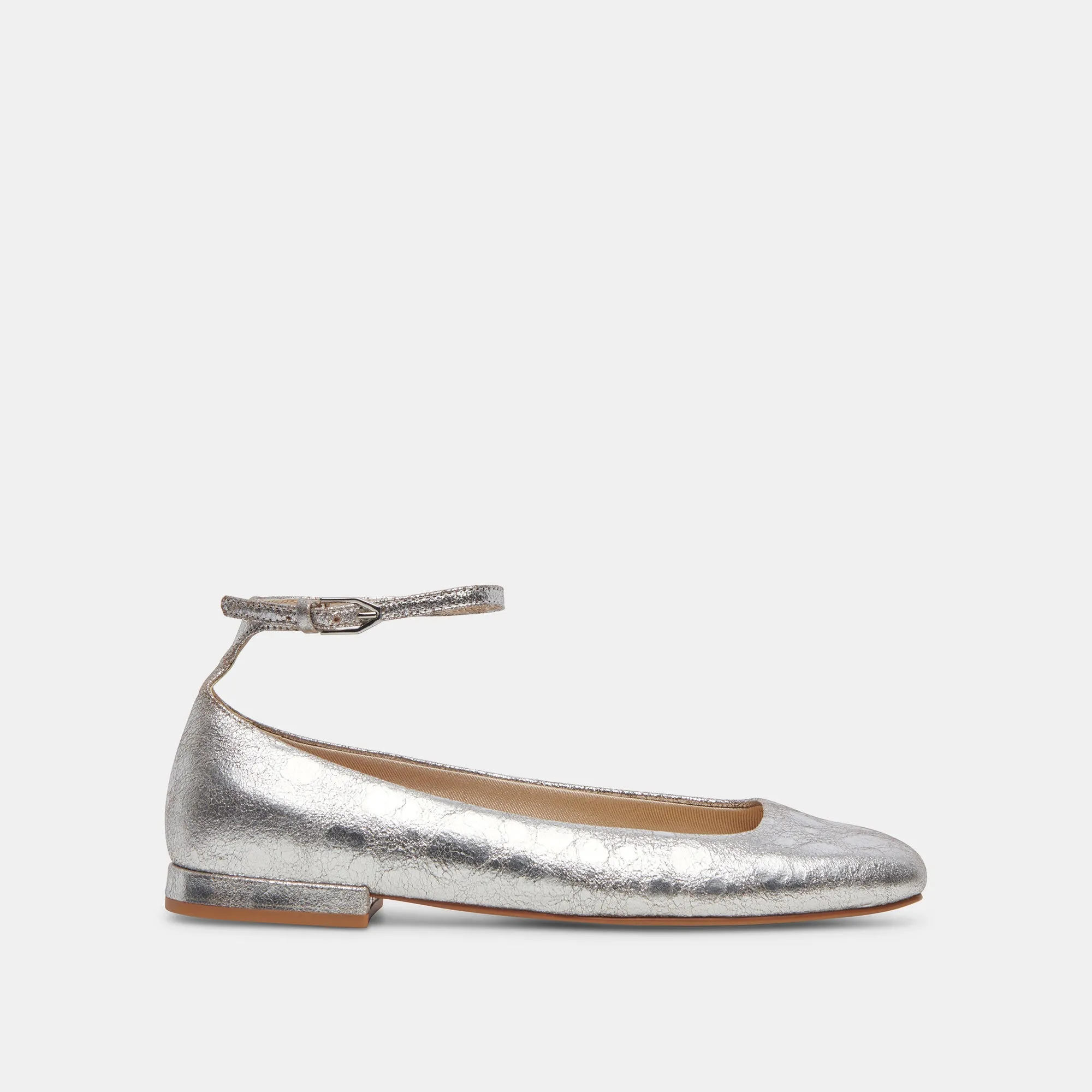 ASHYA BALLET FLATS SILVER DISTRESSED LEATHER Dolce Vita