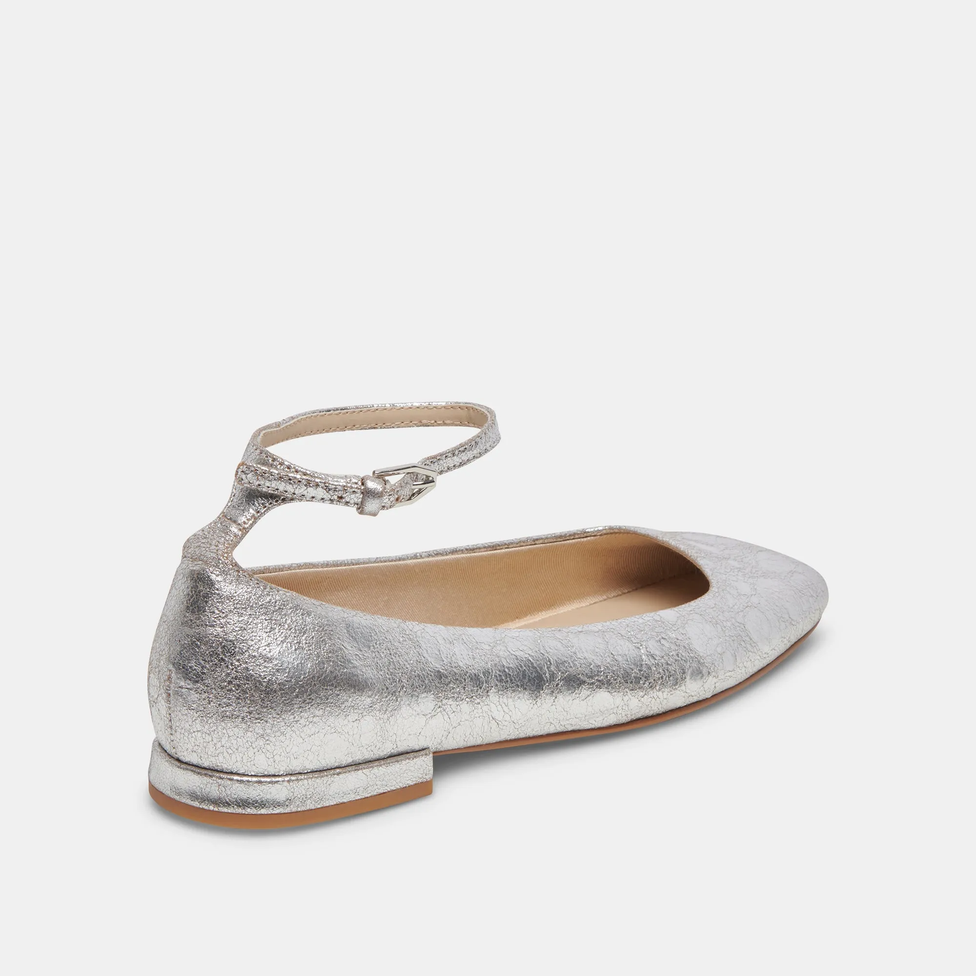 ASHYA BALLET FLATS SILVER DISTRESSED LEATHER Dolce Vita