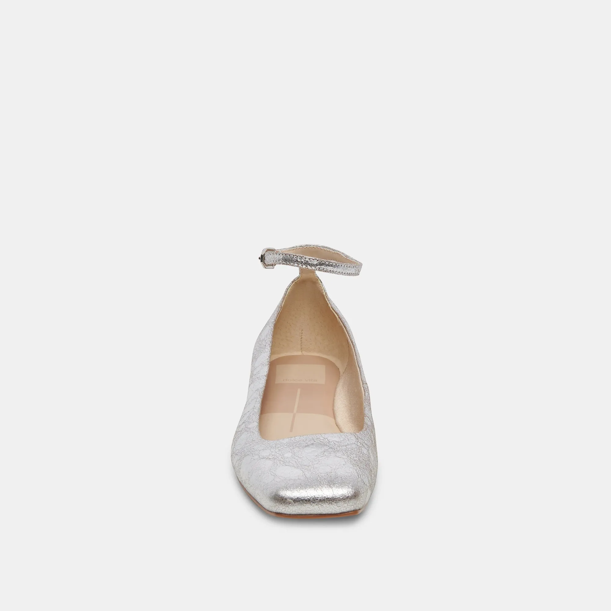 ASHYA BALLET FLATS SILVER DISTRESSED LEATHER Dolce Vita