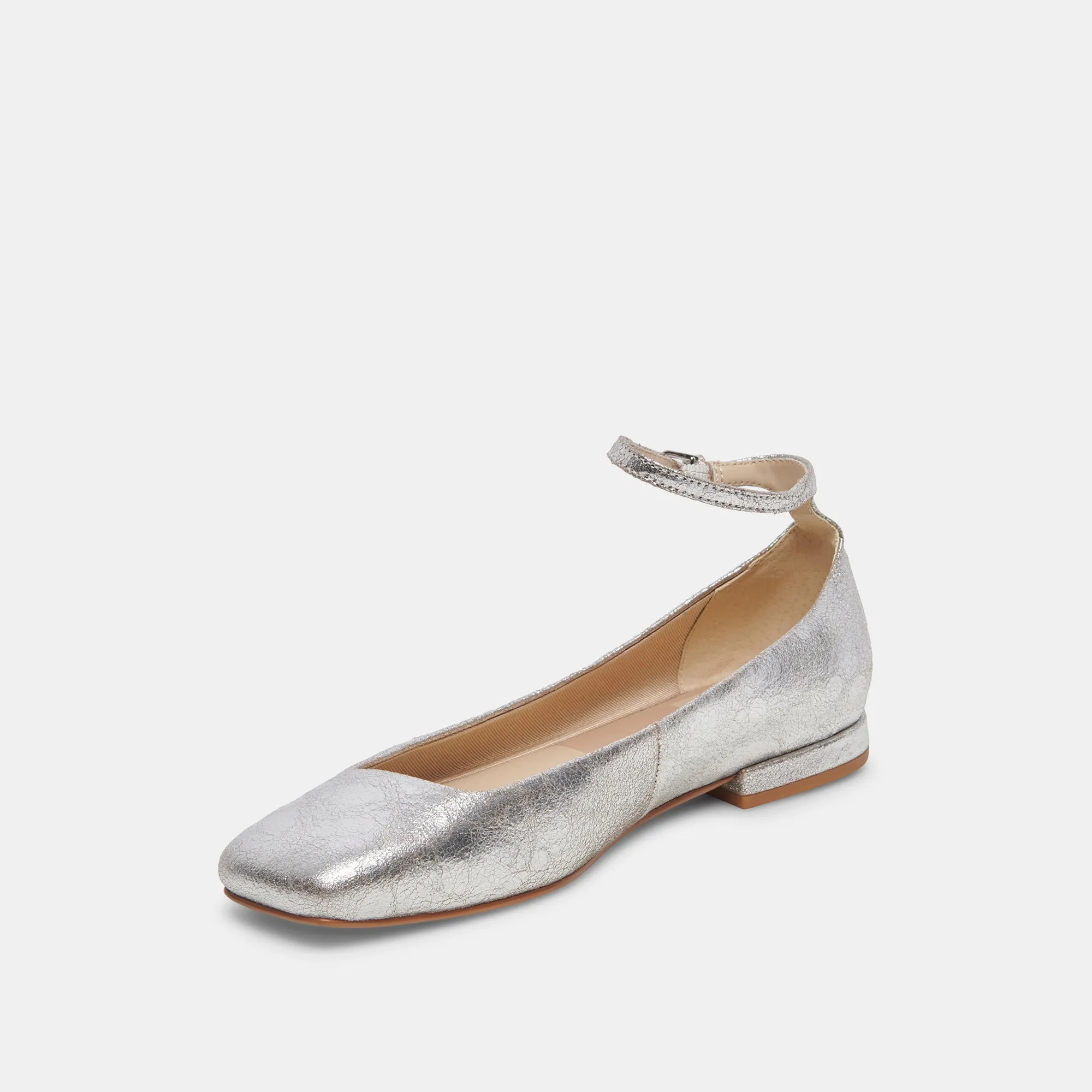 ASHYA BALLET FLATS SILVER DISTRESSED LEATHER Dolce Vita