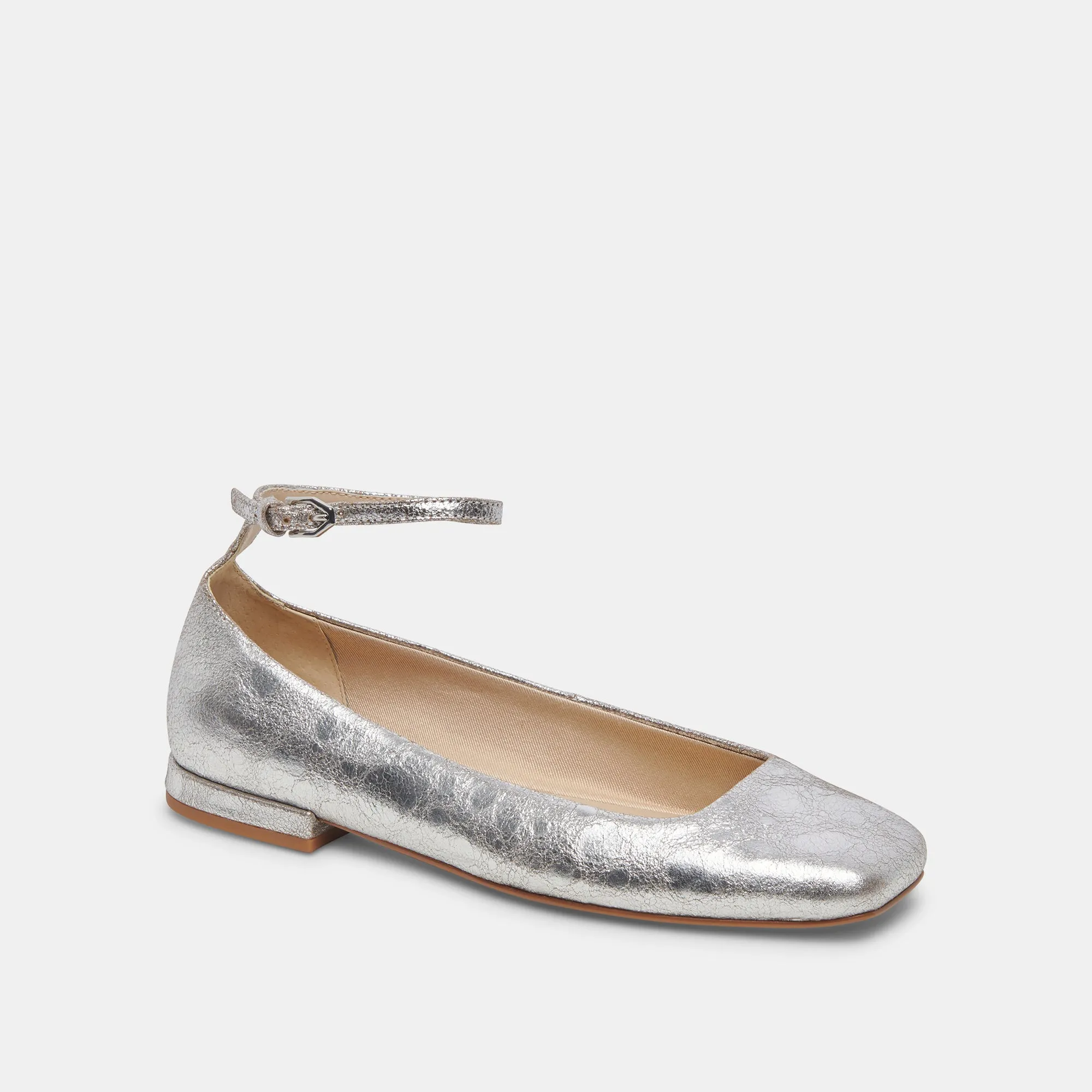 ASHYA BALLET FLATS SILVER DISTRESSED LEATHER Dolce Vita