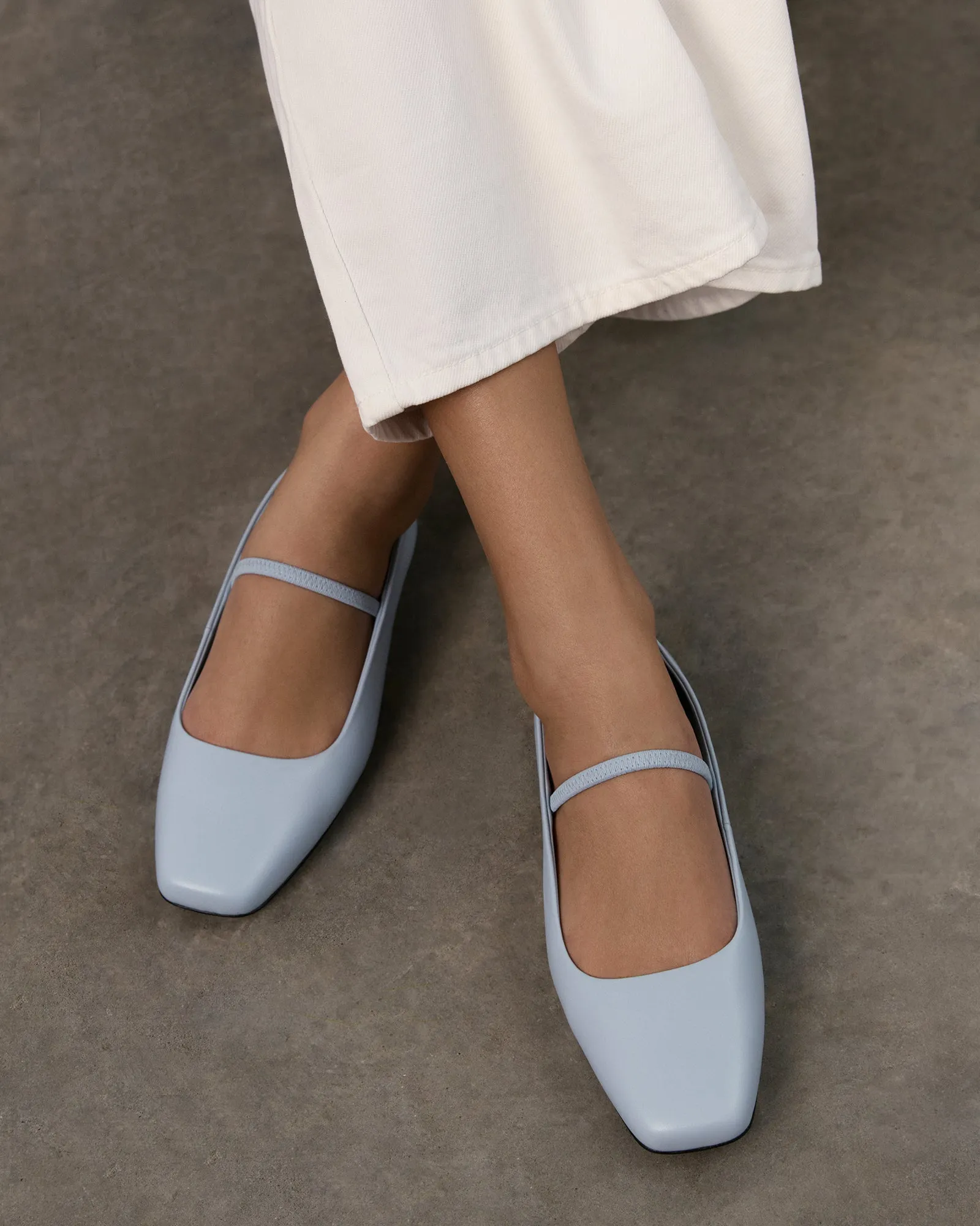 AVERY CASUAL FLATS MIST BLUE LEATHER Jo Mercer
