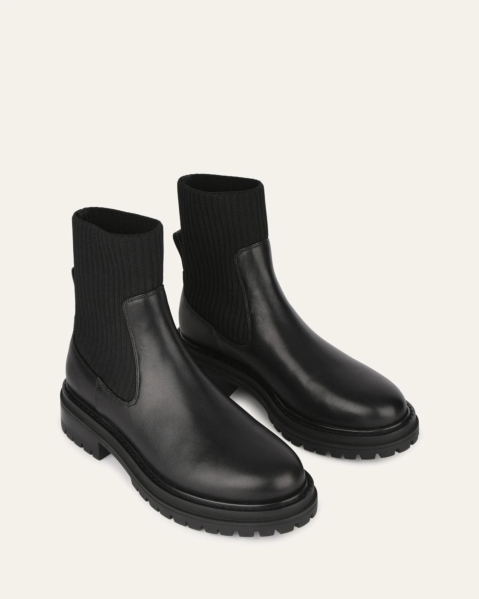 BERTIE FLAT ANKLE BOOTS BLACK LEATHER Jo Mercer