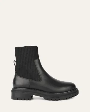 BERTIE FLAT ANKLE BOOTS BLACK LEATHER Jo Mercer