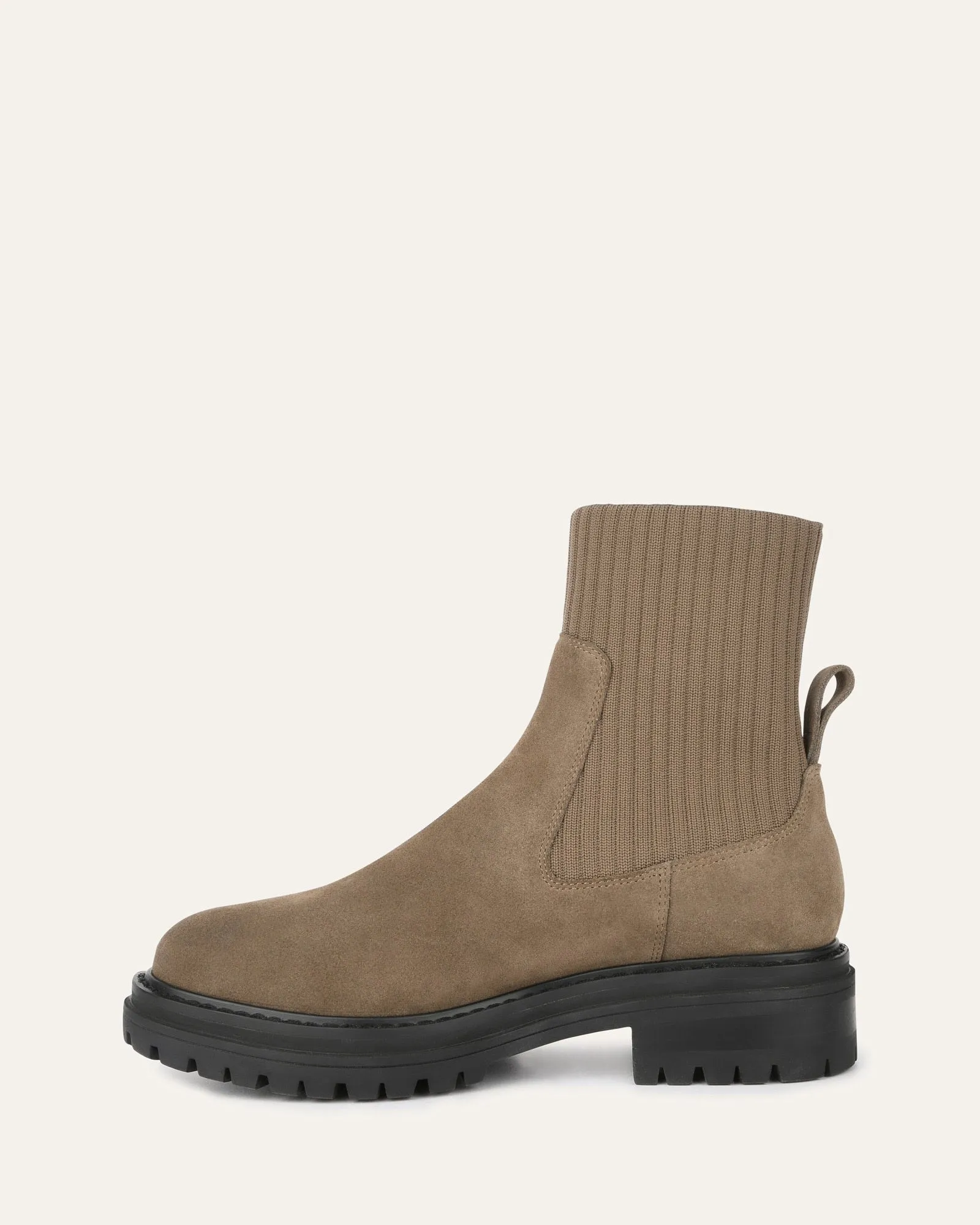 BERTIE FLAT ANKLE BOOTS KHAKI SUEDE Jo Mercer