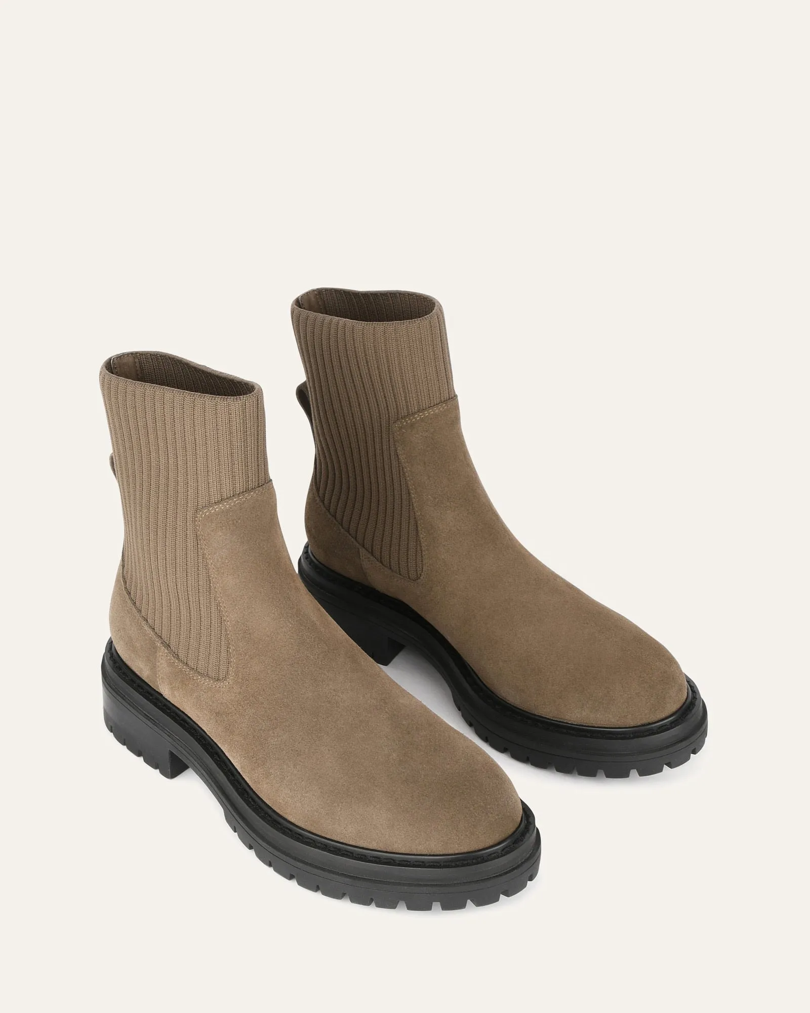 BERTIE FLAT ANKLE BOOTS KHAKI SUEDE Jo Mercer