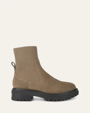 BERTIE FLAT ANKLE BOOTS KHAKI SUEDE Jo Mercer