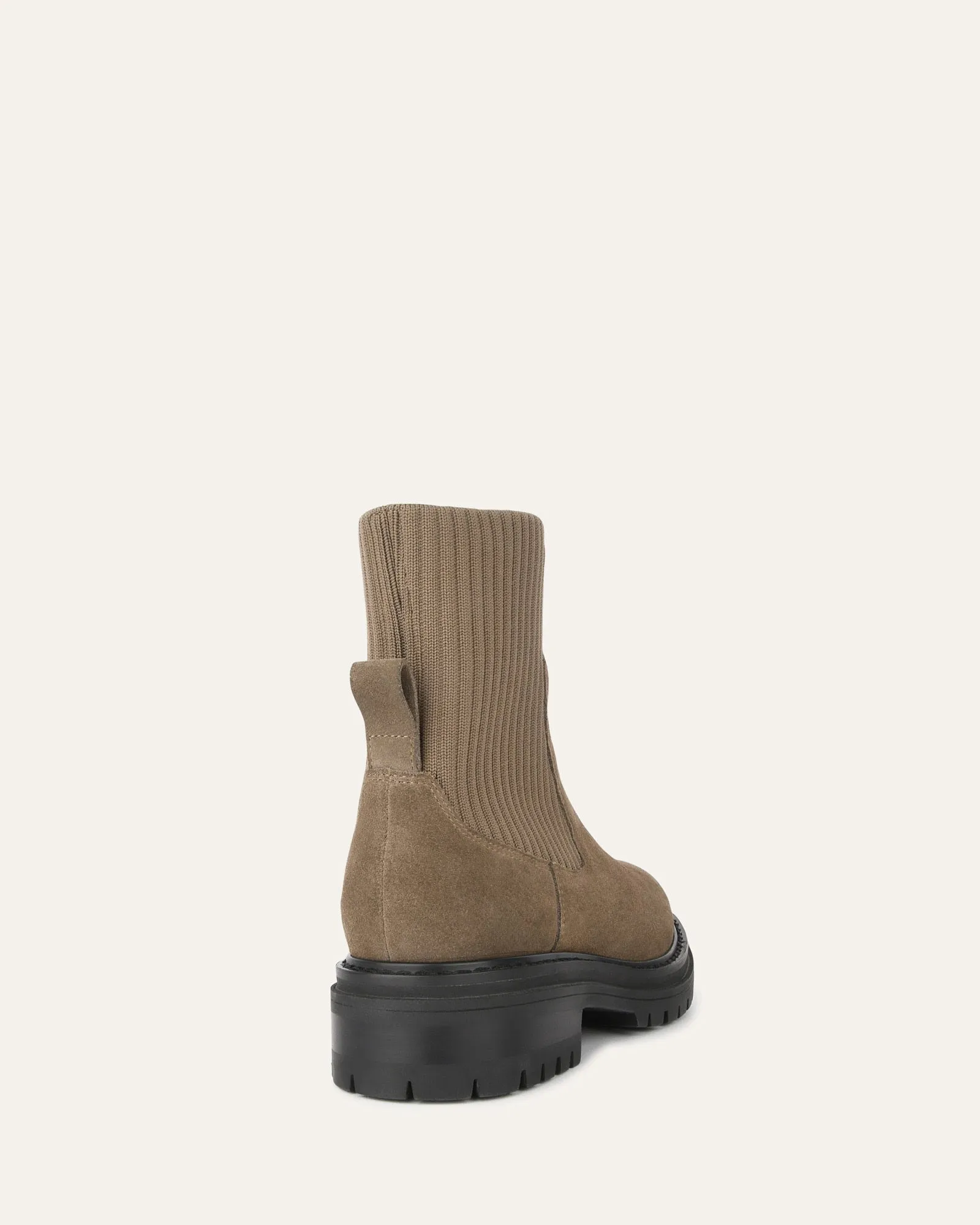 BERTIE FLAT ANKLE BOOTS KHAKI SUEDE Jo Mercer