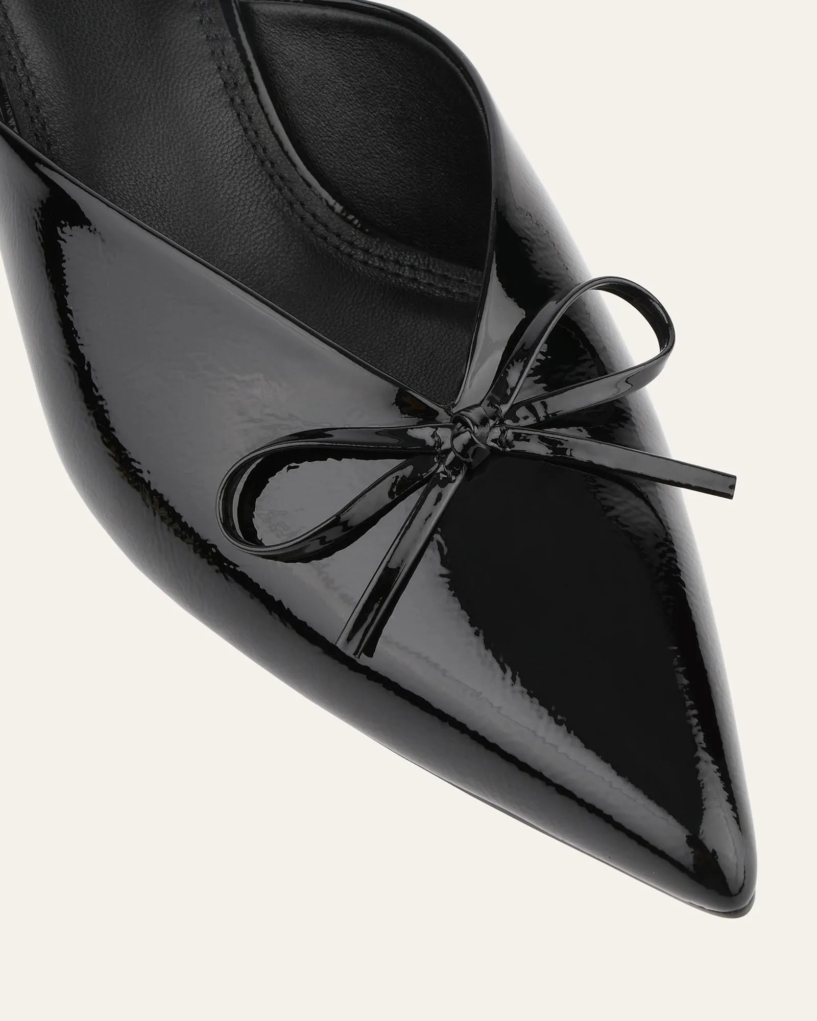 BETSY MID HEELS BLACK CRINKLE PATENT Jo Mercer