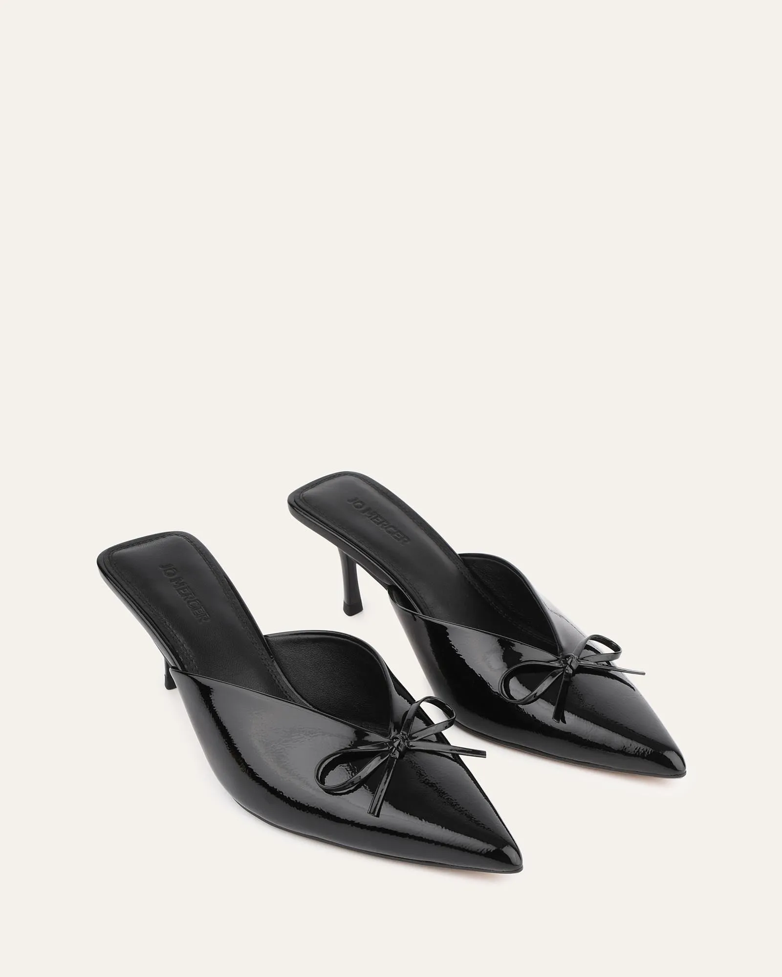 BETSY MID HEELS BLACK CRINKLE PATENT Jo Mercer