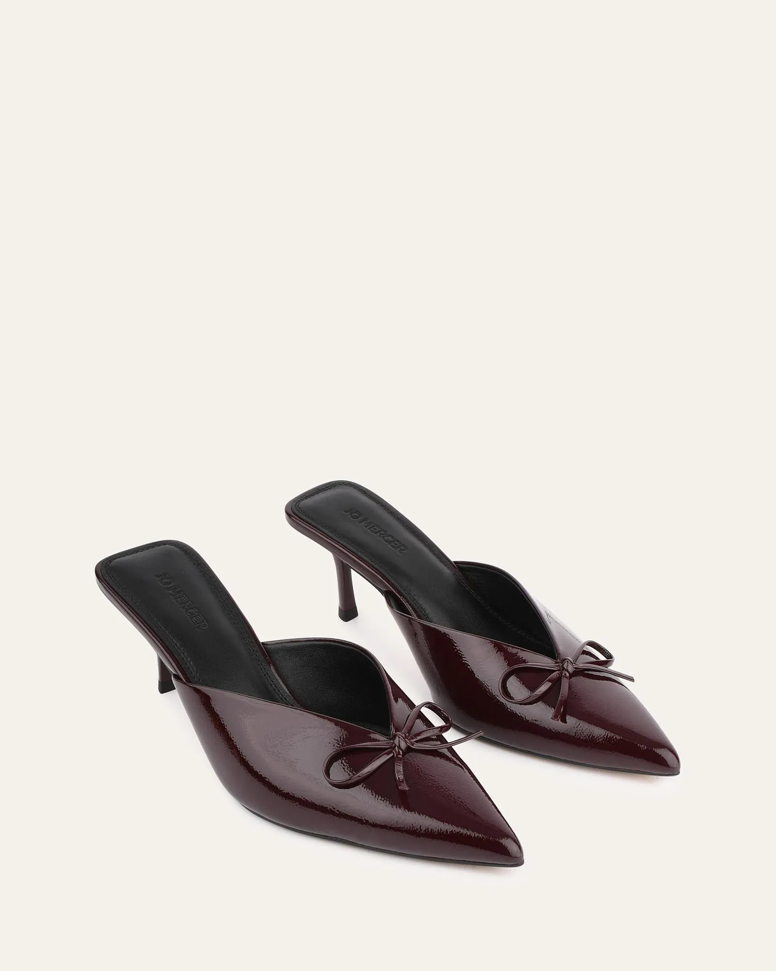 BETSY MID HEELS MERLOT CRINKLE PATENT Jo Mercer