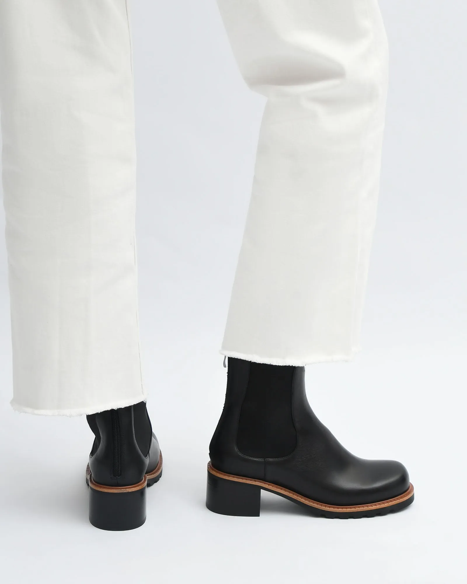 BEVERLEY MID ANKLE BOOTS BLACK LEATHER Jo Mercer