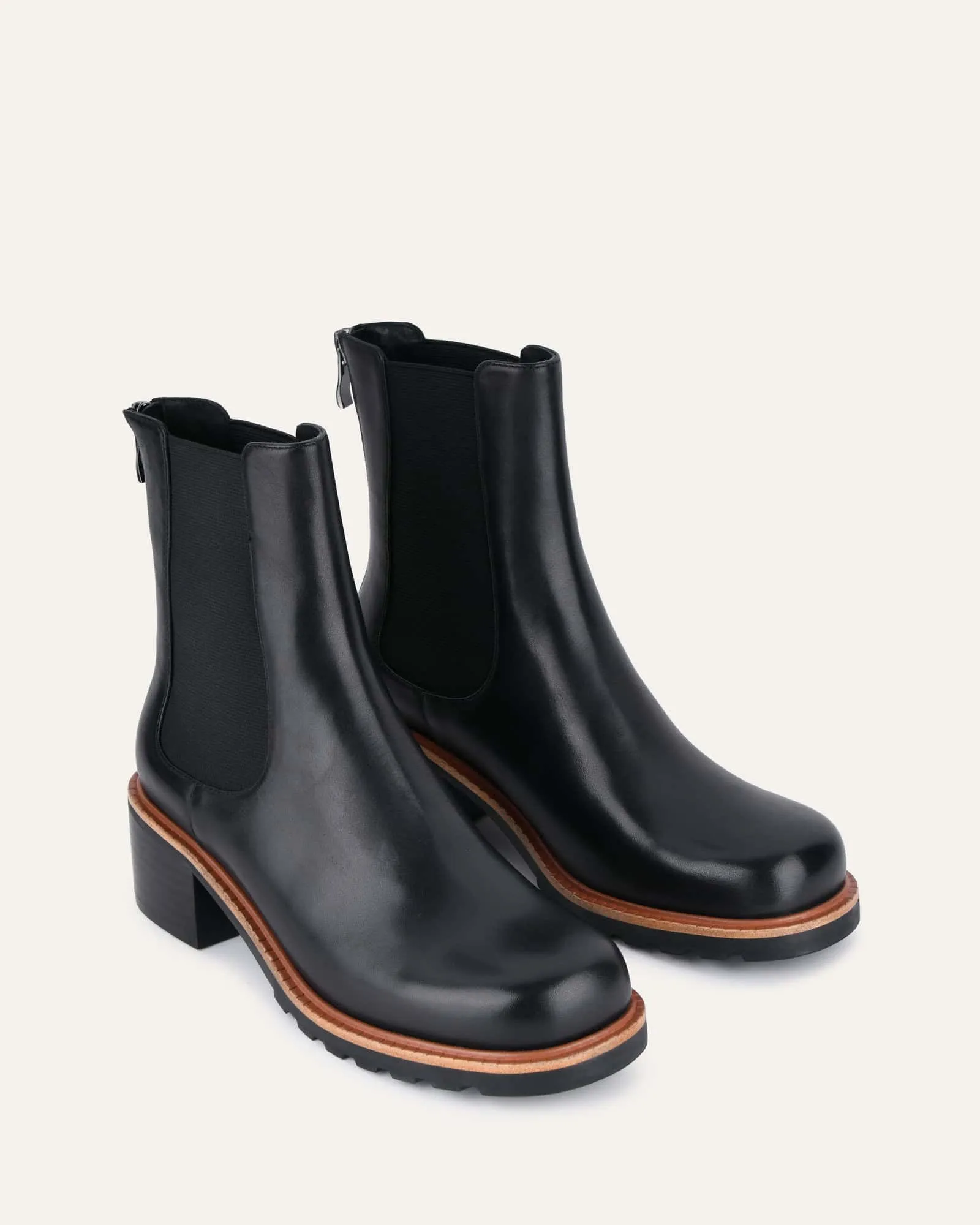 BEVERLEY MID ANKLE BOOTS BLACK LEATHER Jo Mercer