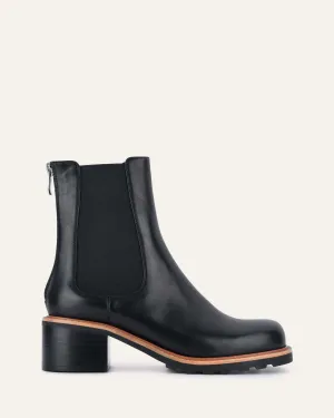 BEVERLEY MID ANKLE BOOTS BLACK LEATHER Jo Mercer