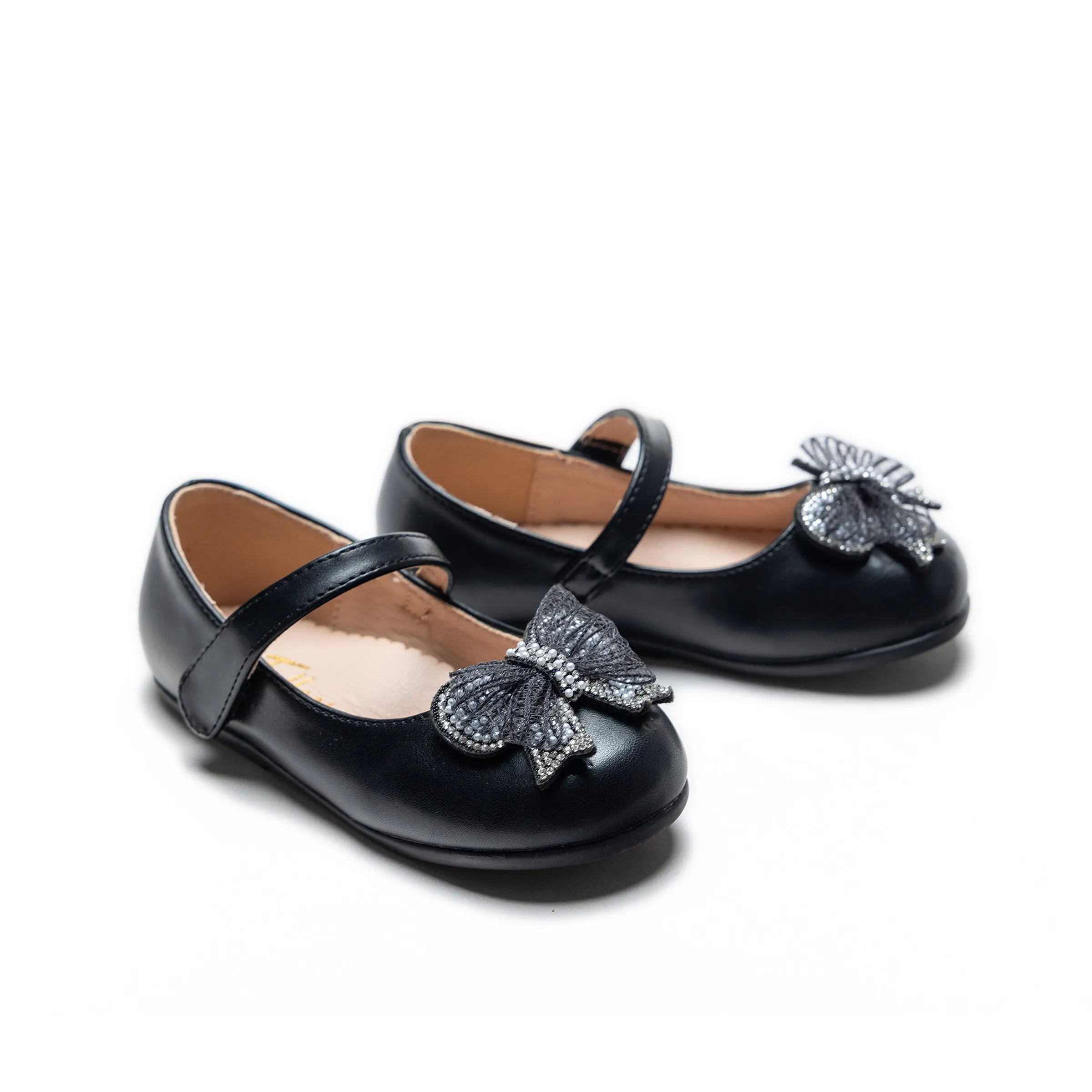 Black Charlotte Ribbon Flats