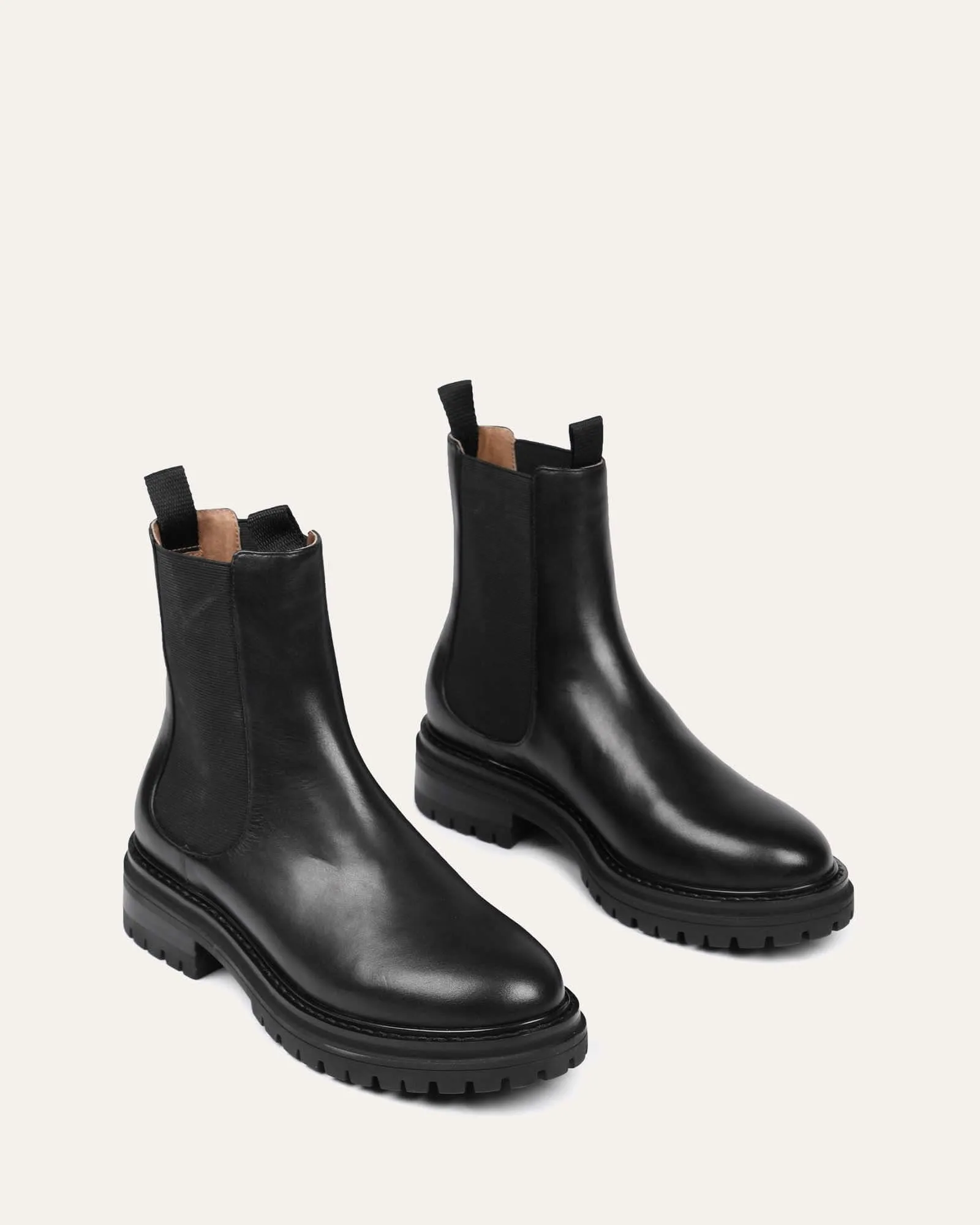 BLOOM FLAT ANKLE BOOTS BLACK LEATHER Jo Mercer