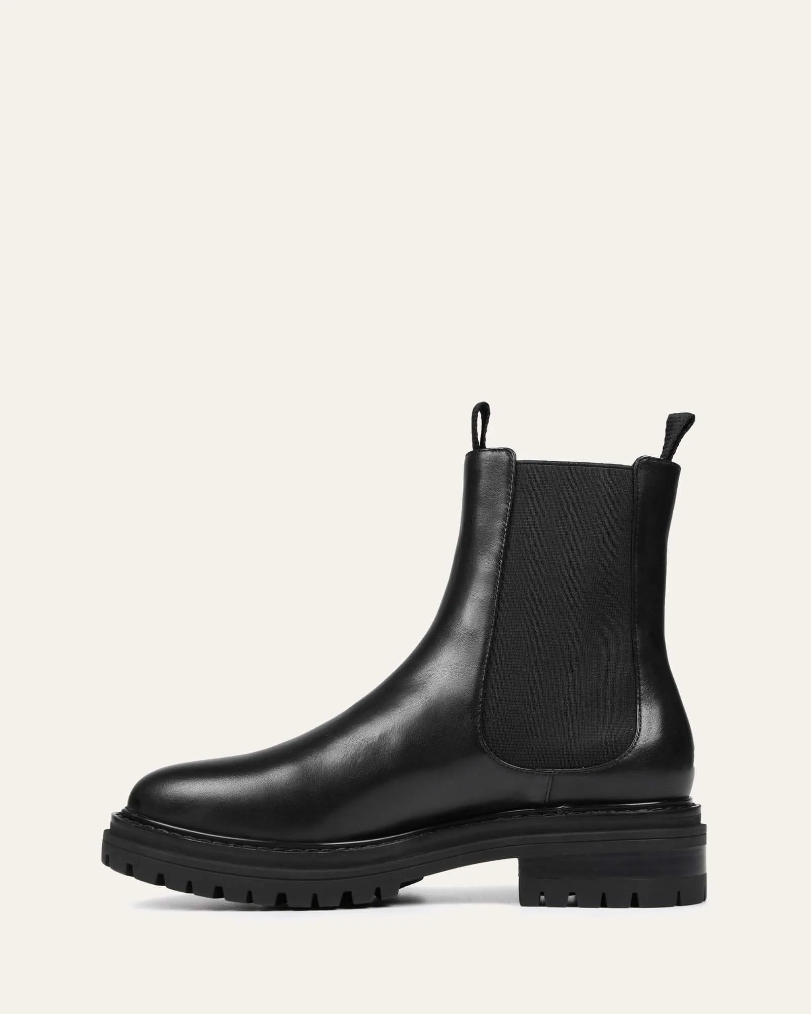 BLOOM FLAT ANKLE BOOTS BLACK LEATHER Jo Mercer