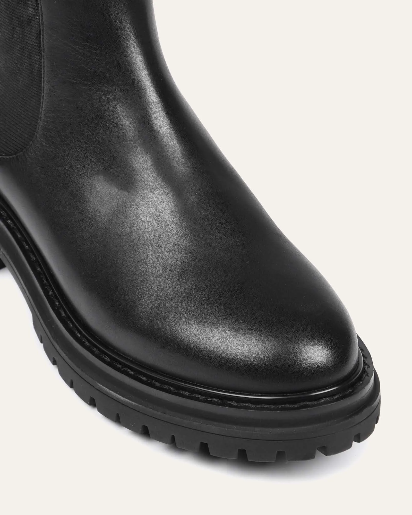 BLOOM FLAT ANKLE BOOTS BLACK LEATHER Jo Mercer