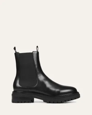 BLOOM FLAT ANKLE BOOTS BLACK LEATHER Jo Mercer