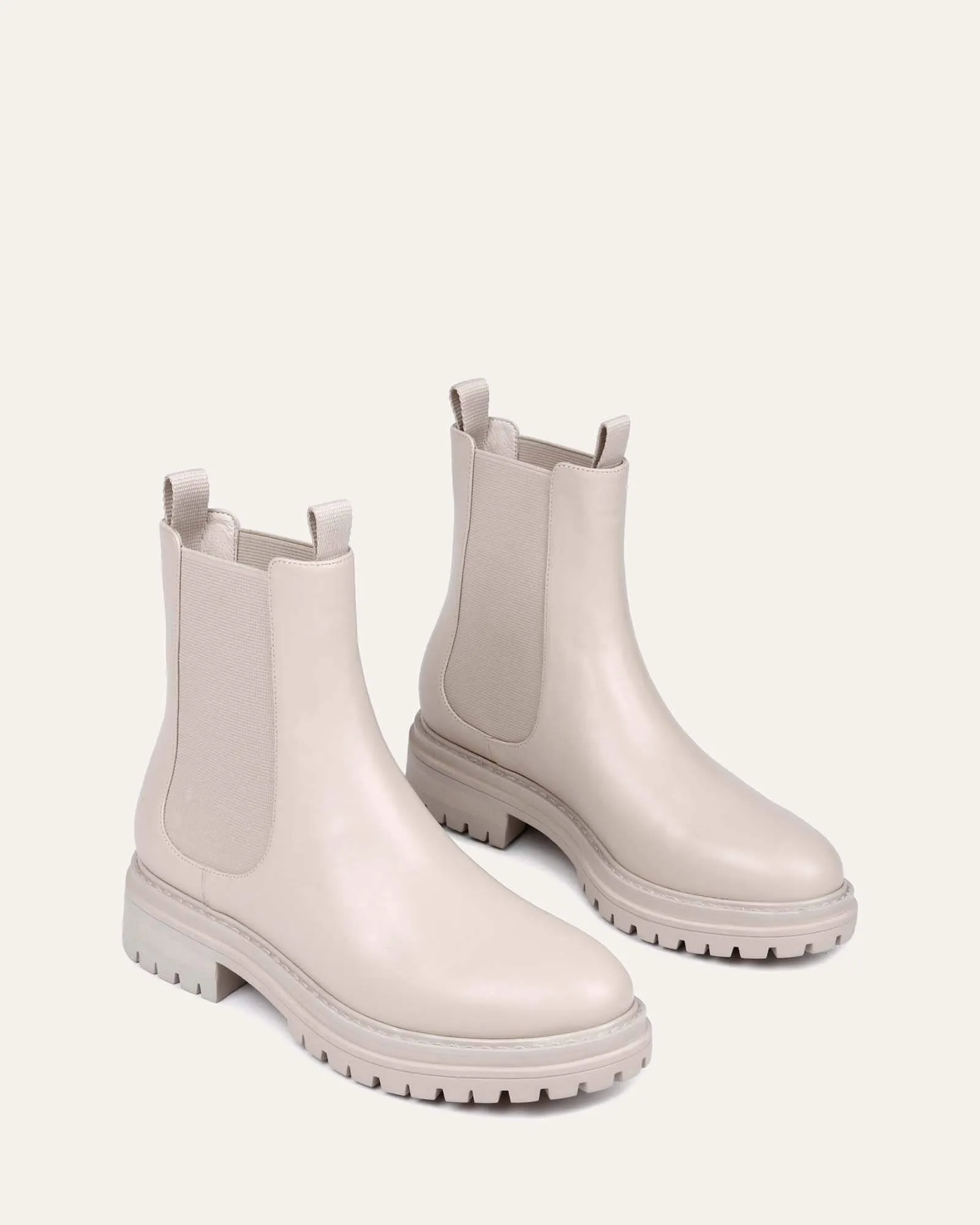 BLOOM FLAT ANKLE BOOTS BONE LEATHER Jo Mercer